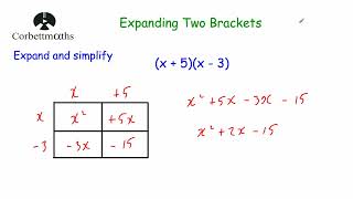 Expanding Two Brackets using a Grid  Corbettmaths [upl. by Dlopoel962]