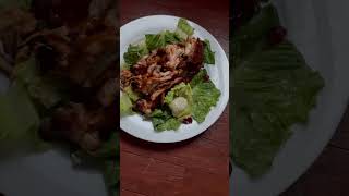 BBQ Oven Roasted Chicken Thighs On A Bed Of Romaine Lettuce 🥬 food Foodie music trending fyp [upl. by Herm853]