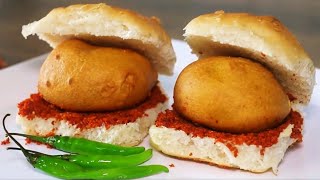 Secret recipe of Mumbai Special Vada Pav with Red Garlic Chutney [upl. by Grimonia]