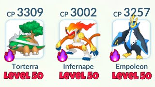 LeveL 50 SHADOW SINNOH STARTERS Team in Pokemon GO [upl. by Llednil776]