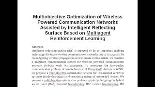 Multiobjective Optimization of Wireless Powered Communication Networks Assisted by Intelligent Refle [upl. by Kinsman910]