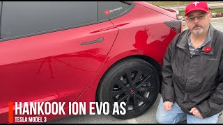 Hankook ION EVO AS Tire Review Tesla Model 3Y [upl. by Hayilaa]