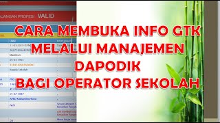 CARA BUKA INFO GTK DENGAN AKUN DAPODIK OPERATOR SEKOLAH [upl. by Gniliem]