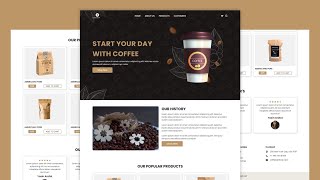 Responsive Coffee Shop Website Using HTML CSS amp JavaScript  Step By Step [upl. by Newhall484]