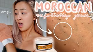 MOROCCAN EXFOLIATING GLOVES  BLACK SOAP REVIEW  TIK TOK TREND [upl. by Weixel]