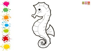 Lets Draw a Seahorse Painting Drawing Coloring for Toddlers and Children how to draw easily [upl. by Tuttle496]