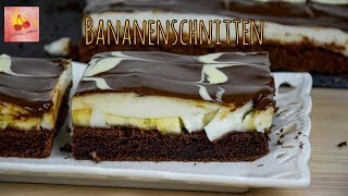 Bananenschnitten PuddingSchnitten mit Bananen Schokoschnitten [upl. by Atiuqaj]