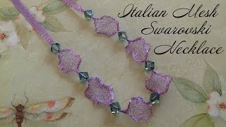 Italian Mesh Ribbon Swarovski Crystal Necklace [upl. by Eimmak440]