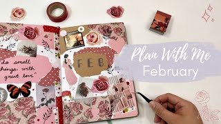 February 2023 Bullet Journal  Rose Scrapbook Theme ASMR [upl. by Halladba432]