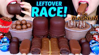 ASMR LEFTOVER DESSERT RACE GIANT CHOCOLATE MARSHMALLOW OREO EGGS MAGNUM MALTESERS MOUSSE CAKE 먹방 [upl. by Carly]