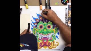 Drew Brophy Timelapse painting Bali Mask Aug 2020 [upl. by Roosevelt]