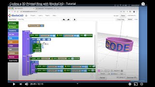 Coding a 3D Printed Ring with BlocksCAD  Tutorial [upl. by Lainad]