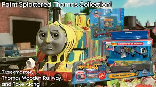 Paint Splattered Thomas Collection  New in Box Trackmaster Thomas Wooden Railway and Take Along [upl. by Yahsal]