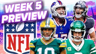 NFL Week 5 Preview PackersRams JetsVikings BillsTexans CowboysSteelers RavensBengals  PFS [upl. by Letram274]