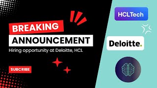 Deloitte HCL Hiring announced Batch 2021 2022 2023 2024 [upl. by Silverstein98]