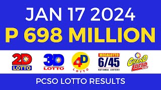 Lotto Result January 17 2024 9pm PCSO [upl. by Aneeroc]