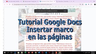 Tutorial Google Docs Cómo insertar un marco de pagina borde Computador con Windows [upl. by Leboff]