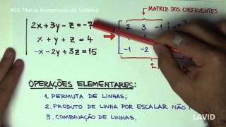 Álgebra Matricial  03  Matriz Aumentada do Sistema [upl. by Ellyn]