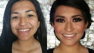 Glow Glam Smoky Brown Makeup Tutorial Full Face  Maquillaje Glam Tutorial [upl. by Efar]