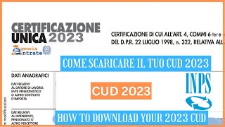 CERTIFICAZIONE UNICA 2023  COME SCARICARE IL TUO CUD ONLINE  How to download your 2023 cud online [upl. by Michey]