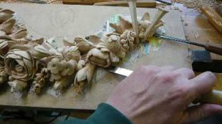 WOODCARVING PART 2Limewood Foliage Carving  Supraporte [upl. by Cannell505]