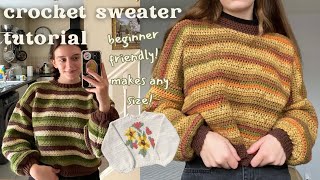 how to crochet a jumper of any size  beginnerfriendly crochet tutorial [upl. by Alfy847]