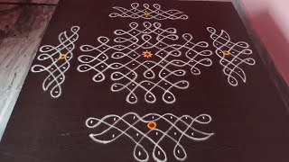 9 dots sikku kolam  Friday Muggulu  Easy Melikala Muggulu with Border  Simple Rangoli Designs [upl. by Melburn]