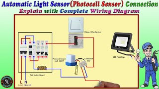 Automatic Light Sensor Switch or Photocell Sensor Connection  Automatic Day amp Night On amp Off Switch [upl. by Crichton]