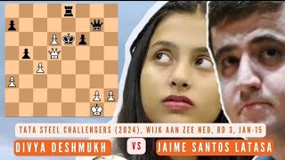 Divya Deshmukh vs Jaime Santos Latasa Tata Steel Challengers 2024 Wijk aan Zee NED rd 3 Jan15 [upl. by Roe]