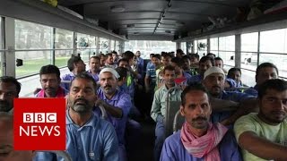 Forced labour at Qatar World Cup site  BBC News [upl. by Aidile]