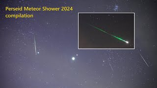 Perseid Meteor Shower 2024  compilation Perseids with Aurora Borealis and MarsJupiter Conjunction [upl. by Aline182]