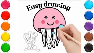 How to draw a Jellyfish for kids  How to draw a jellyfish step by step for beginners [upl. by Nonohcle]