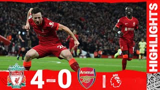 Highlights Liverpool 40 Arsenal  Mane Jota Salah amp Minamino net [upl. by Paryavi645]