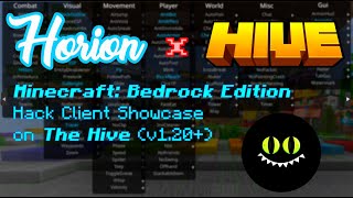 Minecraft Bedrock Edition  The BEST Hacked Client Horion Client showcased on The Hive v120 [upl. by Adiesirb]