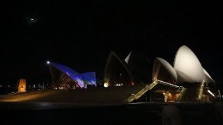 Sydney opera house lights up in honour of aboriginal art [upl. by Ycnahc340]