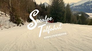 Descent Snowboarding  Abfahrt Seealpe Talabfahrt Oberstdorf Nebelhornbahn  Mit CLEW Bindung  Alps [upl. by Nylirej598]