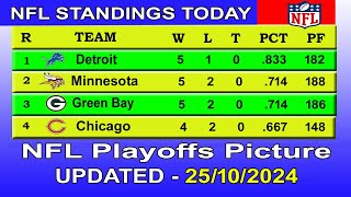 NFL playoffs picture  NFL standings 2024  nfl standings today 25102024 [upl. by Anoblav47]