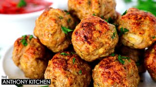 The BEST Baked Turkey Meatballs  LOADED With of Flavor [upl. by Nosmirc]