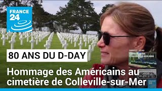 80 ans du DDAY  hommage des touristes américains au cimetière américain de CollevillesurMer [upl. by Ariadne]