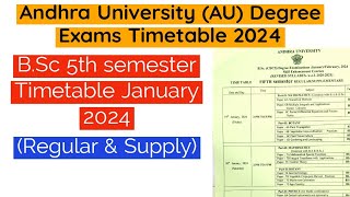 Andhra university Degree 3rd Year 1st semester Timetable 2024  AU degree 5th sem Exams timetable [upl. by Gladine]