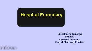 Hospital formularyPharmD IVhospital pharmacyBPharm IV year VII sempharmacy practicePCI syllabus [upl. by Orms884]