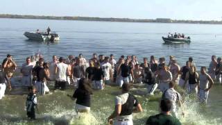 Bemidji State Homecoming Tradition Jump in to Lake Bemidji after Victory Sept 29 2012 [upl. by Choo]