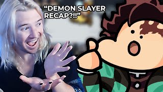 ANIME ON CRACK  REACTION  DONUMS  DEMON SLAYER RECAP [upl. by Eidnew]