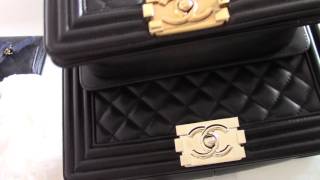 Chanel Review  handbag boy quotold medium vs smallquot [upl. by Vokaay]