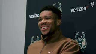 Giannis Antetokounmpo Press Conference  12922 [upl. by Esaertal]