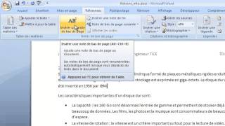 Word 2007 tutoriel 9  Note en bas de page [upl. by Terryn]