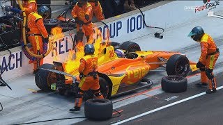 IndyCar Series 2018 Indy 500 Zach Veach Pit Fire [upl. by Lerraj217]