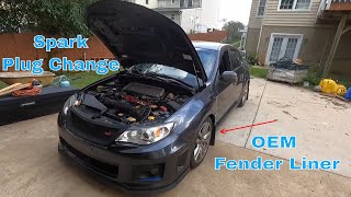 2013 Subaru STI Update Fender liner Replacement Spark plug Change EJ25 [upl. by Giffer]