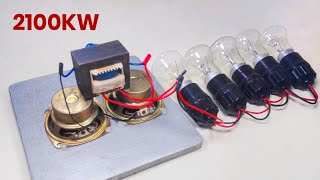 Free Electricity Energy 2100KW 220v Light Bulb Ac Curent Generator Copper Coil Wire Machine At Home [upl. by Chappelka582]