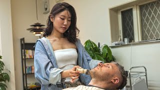 💈ASMR Cute Japanese Female Barber Ayumi Gave Me Haircut Shave and Relaxing Shampoo  Viaggi 22 [upl. by Rodolph127]